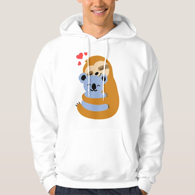 Funny Sloth Koala Bear Kärlek Hoodie (Framsida)