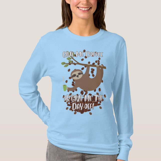 Funny Sloth Långärmad T Shirt (Framsida)