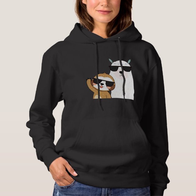 Funny Sloth Llama Wearing Sunglasses Coola Animals T Shirt (Framsida)