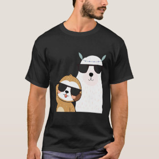 Funny Sloth Llama Wearing Sunglasses Coola Animals T Shirt