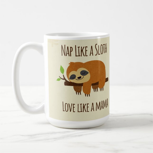 Funny Sloth Mamma "Nap like a Sloth" Cute Mamma Gi Kaffemugg (Vänster)