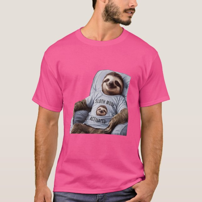 Funny Sloth Mode Activated Design for Sloth Älskar T Shirt (Framsida)