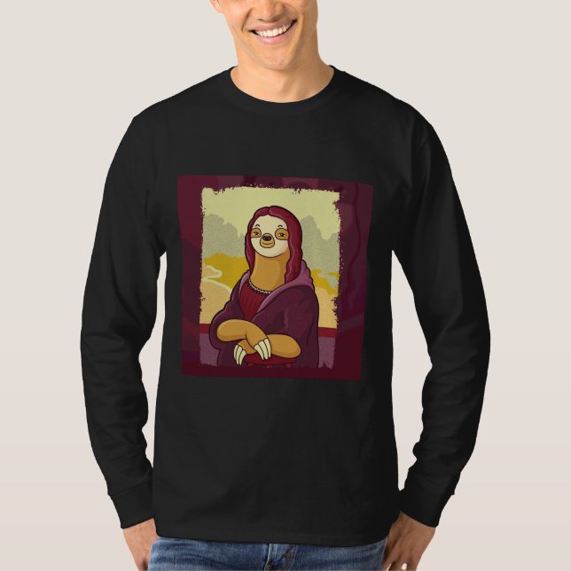 Funny Sloth Monalisa T Shirt (Framsida)