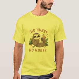 Funny Sloth “No Hurry No Worry” Cute Lazy Sloth T Shirt