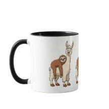 Funny Sloth och Llama Coffee Mugg