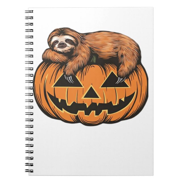 Funny Sloth på Halloween Pumpkin Essential T-Shirt Anteckningsbok (Framsidan)