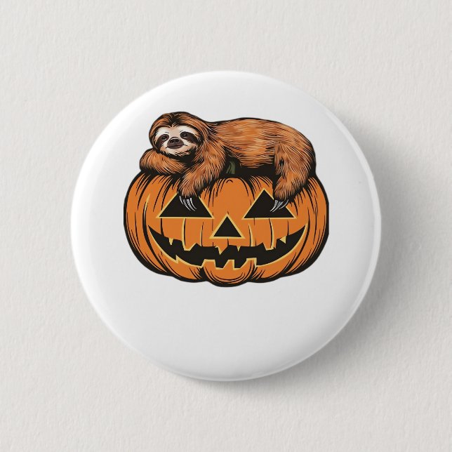 Funny Sloth på Halloween Pumpkin Essential T-Shirt Knapp (Framsida)