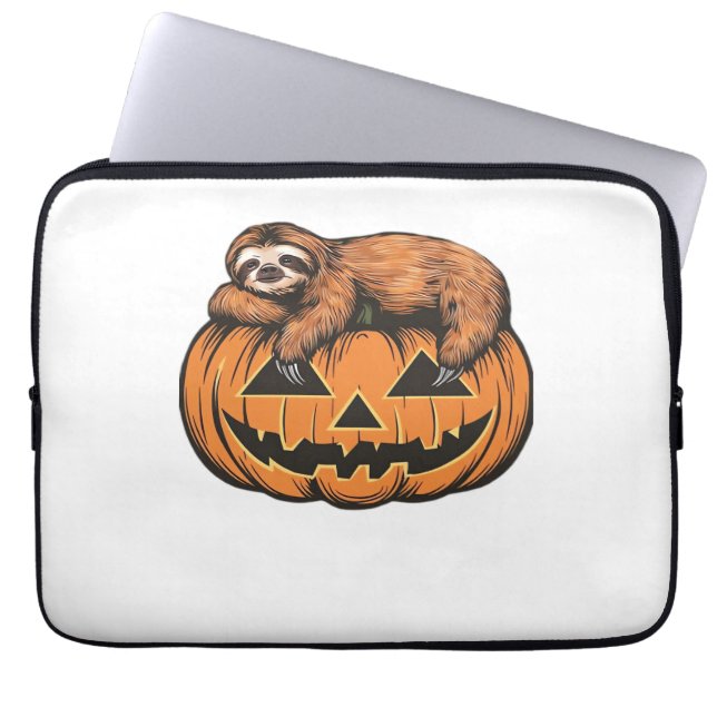 Funny Sloth på Halloween Pumpkin Essential T-Shirt Laptop Fodral (Framsidan)