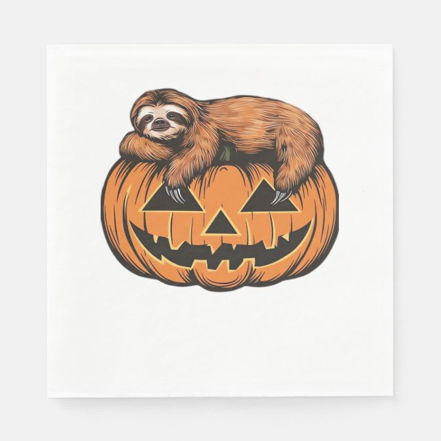 Funny Sloth på Halloween Pumpkin Essential T-Shirt Pappersservett (Framsidan)