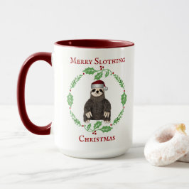 Funny Sloth Pun God jul Cute Santa Hat Mugg