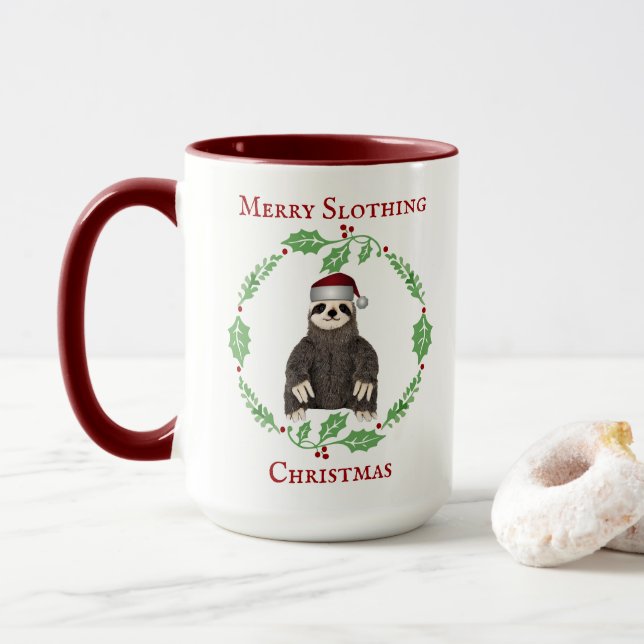 Funny Sloth Pun God jul Cute Santa Hat Mugg (Med munk)