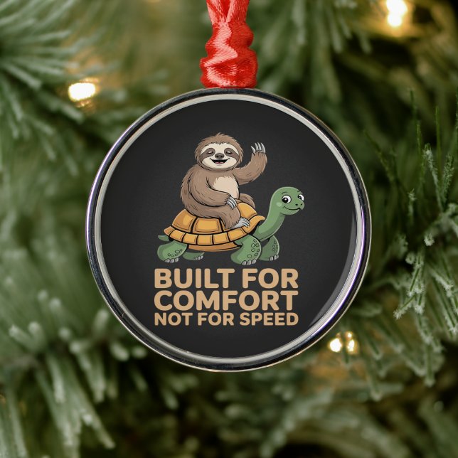 Funny Sloth Riding Turtle Julgransprydnad Metall (Träd)