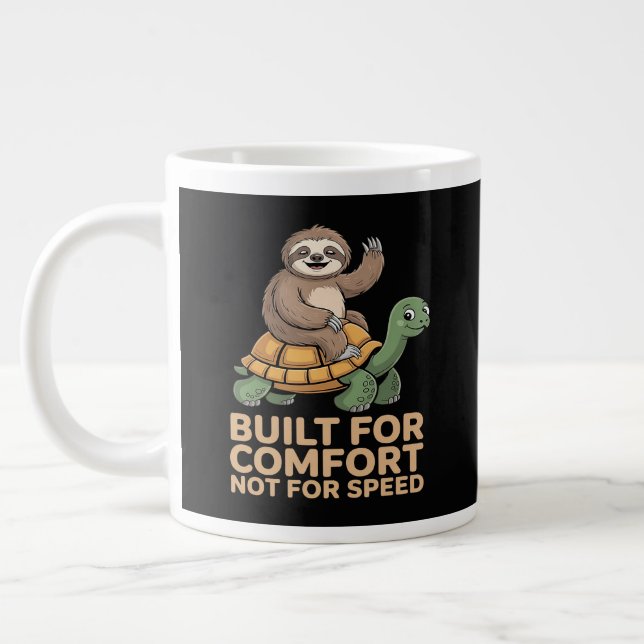 Funny Sloth Riding Turtle Jumbo Mugg (Vänster)