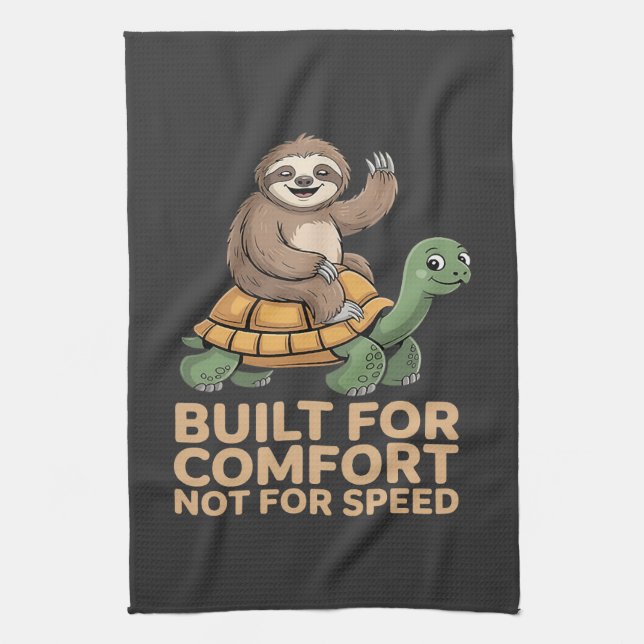 Funny Sloth Riding Turtle Kökshandduk (Vertikal)