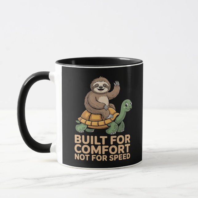 Funny Sloth Riding Turtle Mugg (Vänster)