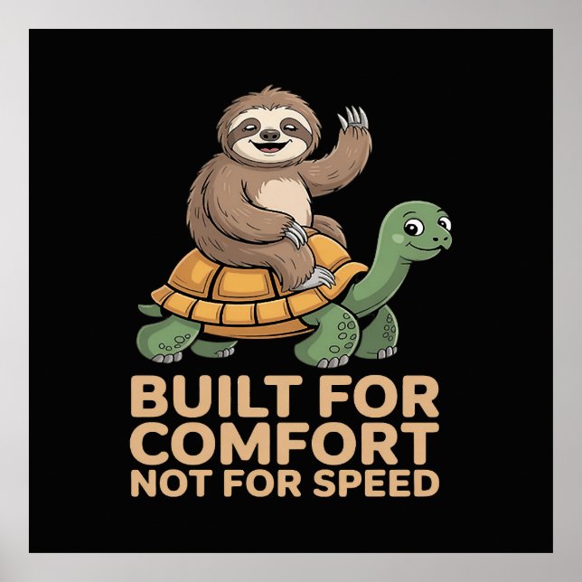 Funny Sloth Riding Turtle Poster (Framsidan)