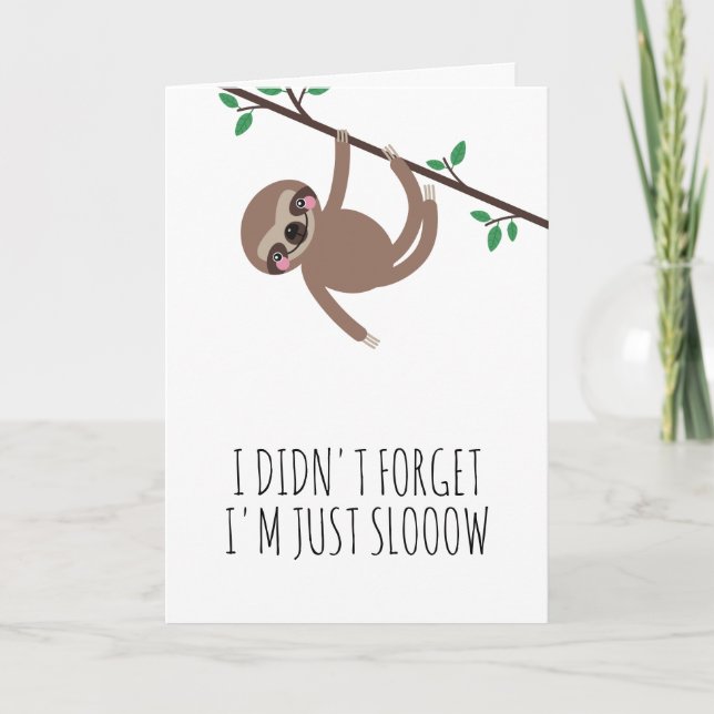 Funny Sloth Rosa Belet Birthday Kort (Framsida)