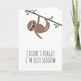Funny Sloth Rosa Belet Birthday Kort