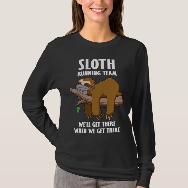 Funny Sloth Running Team Ansikte Mask T Shirt (Framsida)