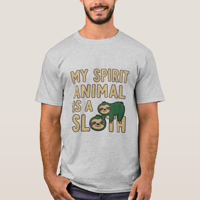 Funny Sloth Spirit Animal T-ShiMen's Basic T-Shirt (Framsida)