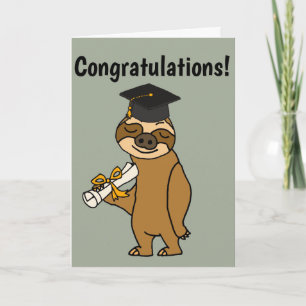 Funny Sloth Studenten Tecknad Kort