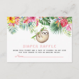 Funny Sloth Tropical Flowers Ram Diaper Raffle Tilläggskort