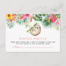 Funny Sloth Tropical Flowers Ram Diaper Raffle Tilläggskort