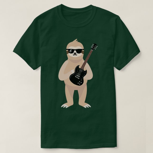 Funny Sloth Wearing Sunglasses Playing Electric Gu T Shirt (Design framsida)