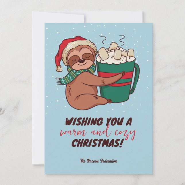 Funny Sloth Winter Helgdag God jul Julkort (Framsida)