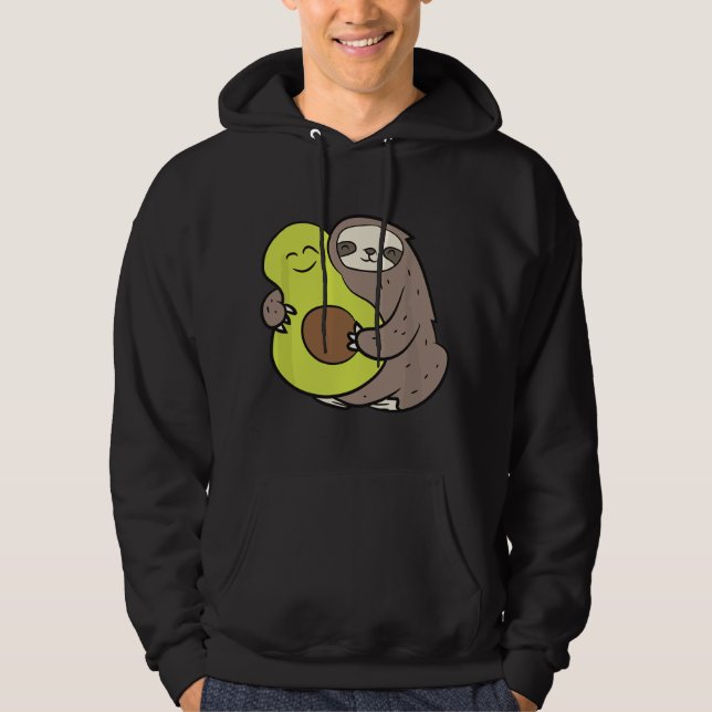 Funny Sloth With Avocado Vegan Cute Sloth Avocado  Hoodie (Framsida)