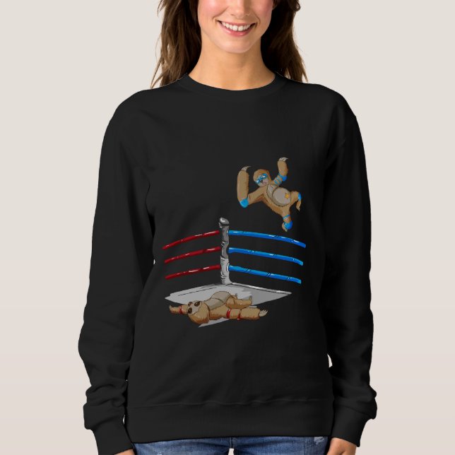 Funny Sloth Wrestler Flies Elbow Wrestling T Shirt (Framsida)
