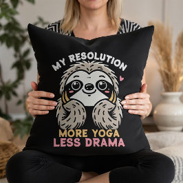 Funny Sloth Yoga Resolution Dekorativ kudde