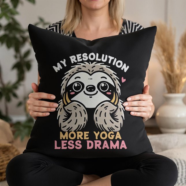 Funny Sloth Yoga Resolution Dekorativ kudde (Skapare uppladdad)