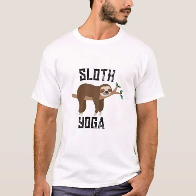 Funny Sloth Yoga T-Shirt - Unik Animal Yoga Tee (Framsida)