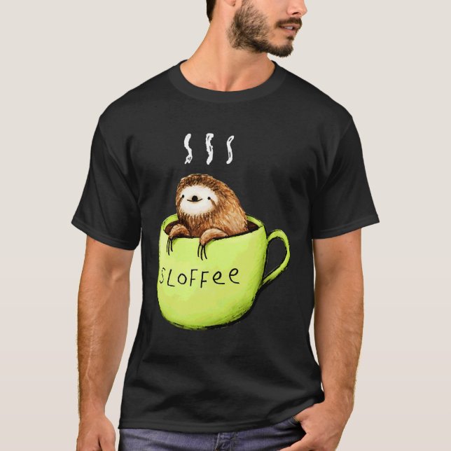 Funny Sloths Sloffee T Shirt (Framsida)