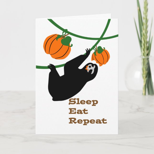 Funny Slothsgiving Thanksgiving Sloth Pumpkins Kort (Framsida)