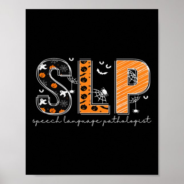 Funny Slp Halloween Costume Pumpkin Fall Skeleton Poster (Framsidan)