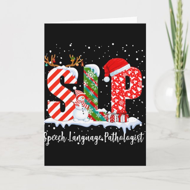 Funny Slp Speech Language Pathologist Santa Christ Kort (Framsida)