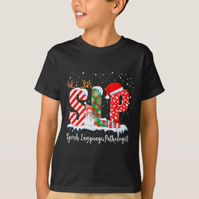 Funny Slp Speech Language Pathologist Santa Christ T Shirt (Framsida)