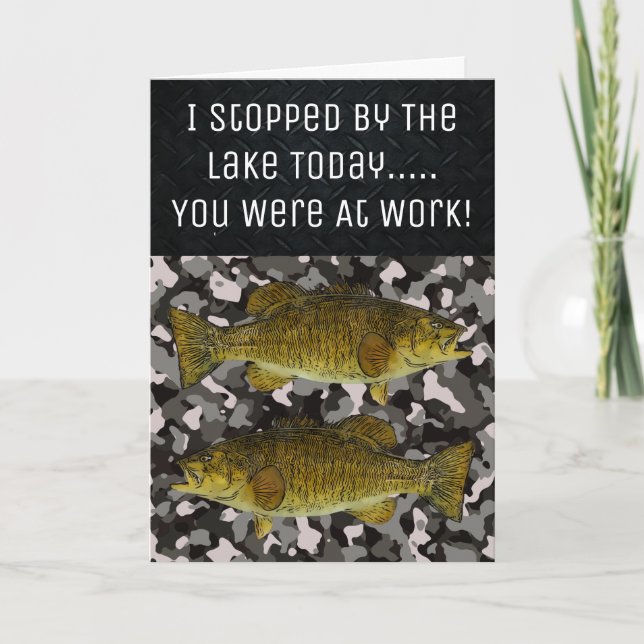 Funny Smallmouth Bass Fishing Sjö Angler Birthday Kort (Framsida)