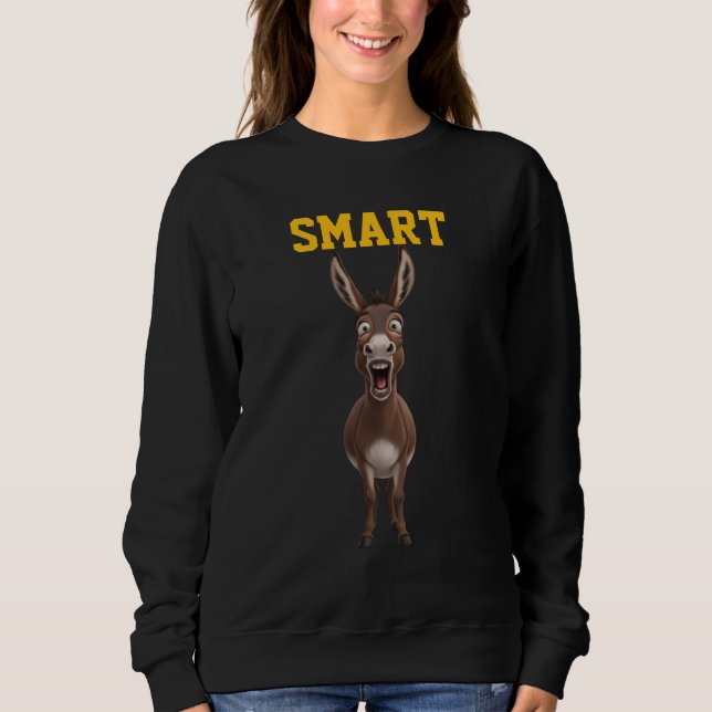 Funny Smart Donkey Sweatshirt T Shirt (Framsida)