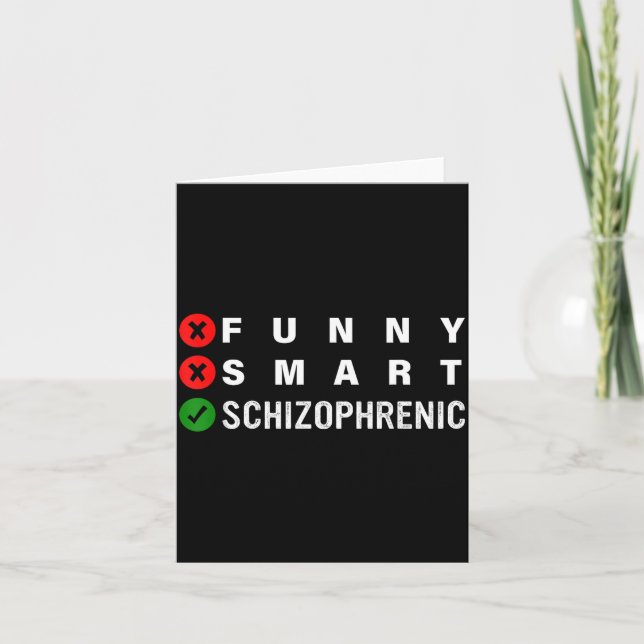 Funny Smart Schizophrenic Schizophrenia Awareness  Kort (Framsida)