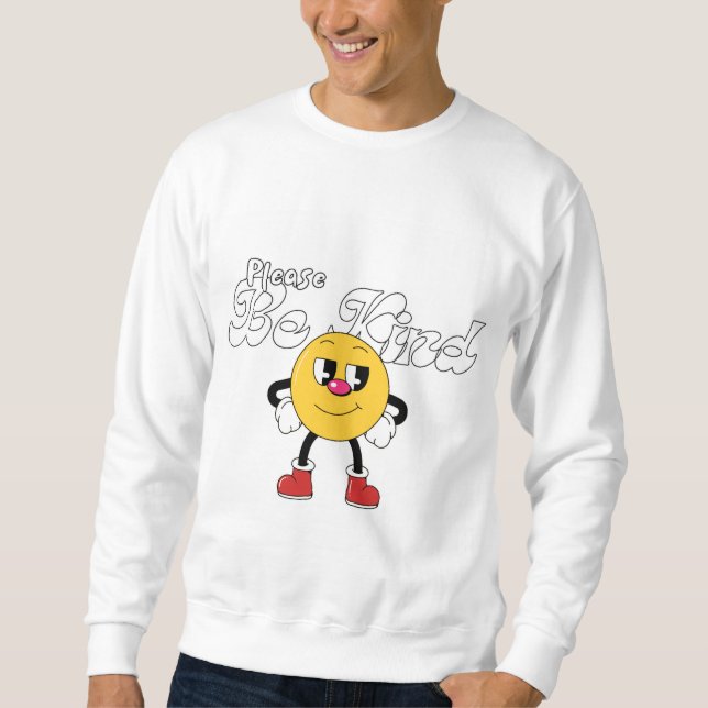 Funny Smiley Face Men’s Hoodie Lång Ärmad Tröja (Framsida)