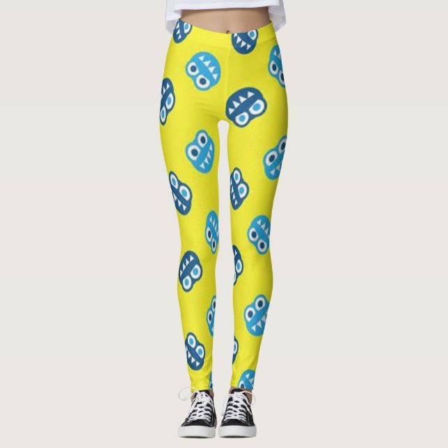 Funny Smiling Blue Kryp Leggings (Framsida)