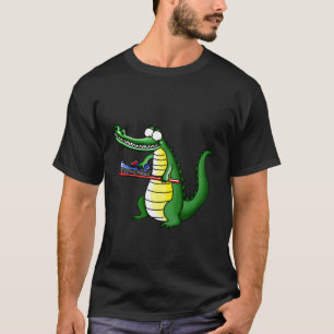 Funny Smiling Crokodile Brushing Hans Teeth Hoodie T Shirt
