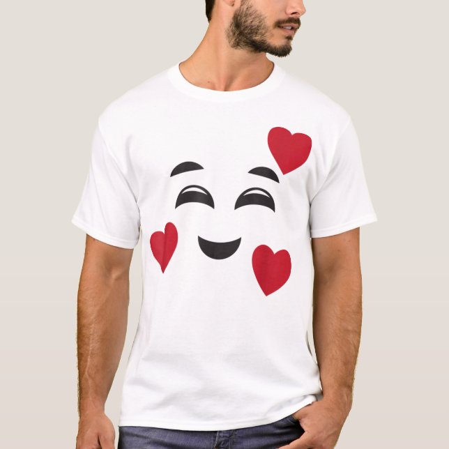 Funny Smiling Emojis Hearts Halloween Kärlek F T Shirt (Framsida)
