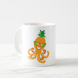 FUNNY SMILING EXOTIC TROPICAL PINEAPPLE OCTOPUS KAFFEMUGG