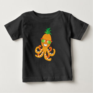 FUNNY SMILING EXOTIC TROPICAL PINEAPPLE OCTOPUS T- T SHIRT