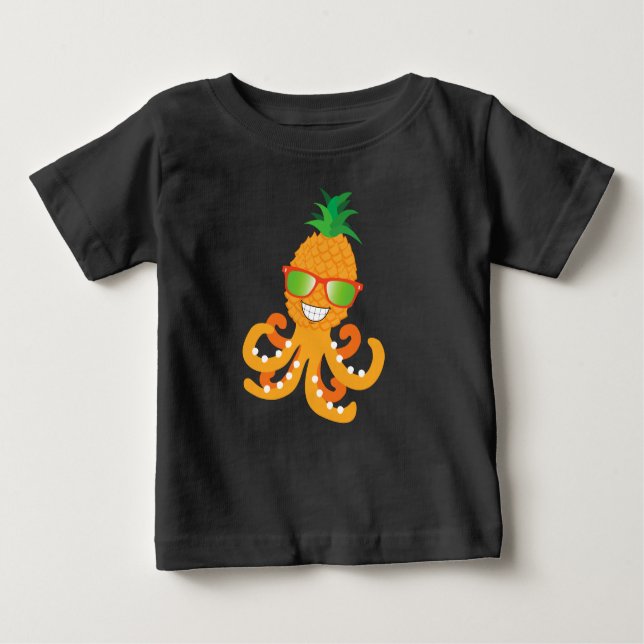 FUNNY SMILING EXOTIC TROPICAL PINEAPPLE OCTOPUS T- T SHIRT (Framsida)
