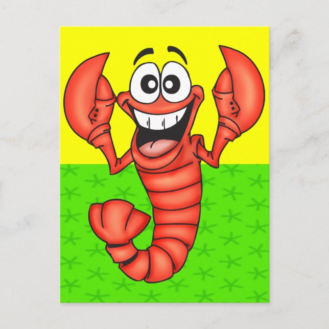 Funny Smiling Lobster Vykort (Framsida)
